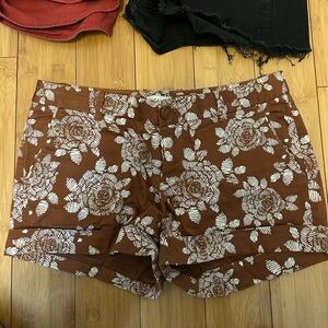 Talula Brown Floral Jean Shorts